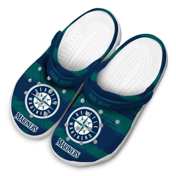 Custom Seattle Mariners Paint Splatter Graphics Crocs Trendy