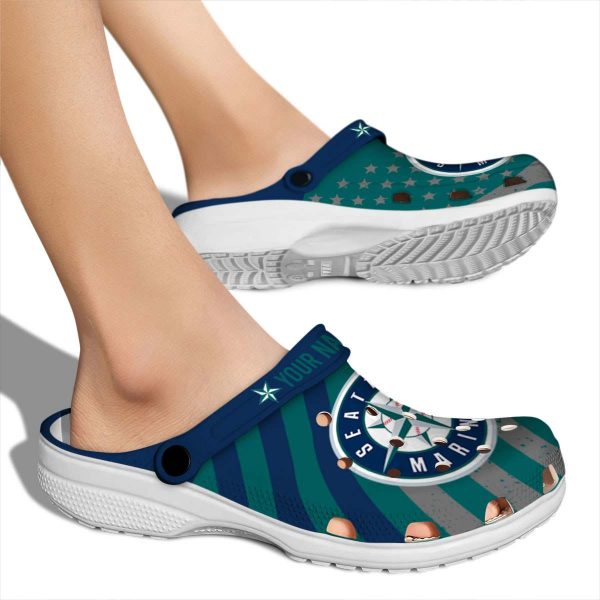 Custom Seattle Mariners Star Spangled Graphic Crocs High quality