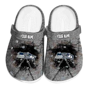 Custom Seattle Seahawks Cracked Ground Texture Crocs Best selling