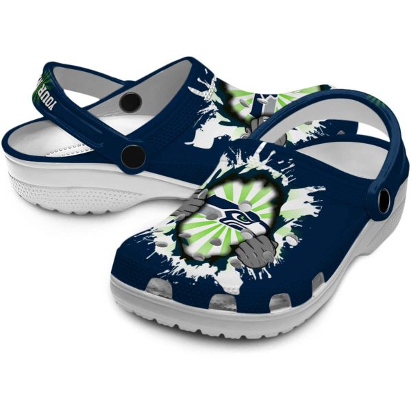 Custom Seattle Seahawks Gripping Hand Crocs Latest Model
