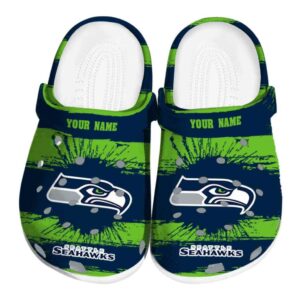Custom Seattle Seahawks Paint Splatter Graphics Crocs Best selling
