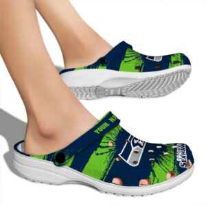 Custom Seattle Seahawks Paint Splatter Graphics Crocs High quality