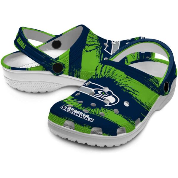 Custom Seattle Seahawks Paint Splatter Graphics Crocs Latest Model