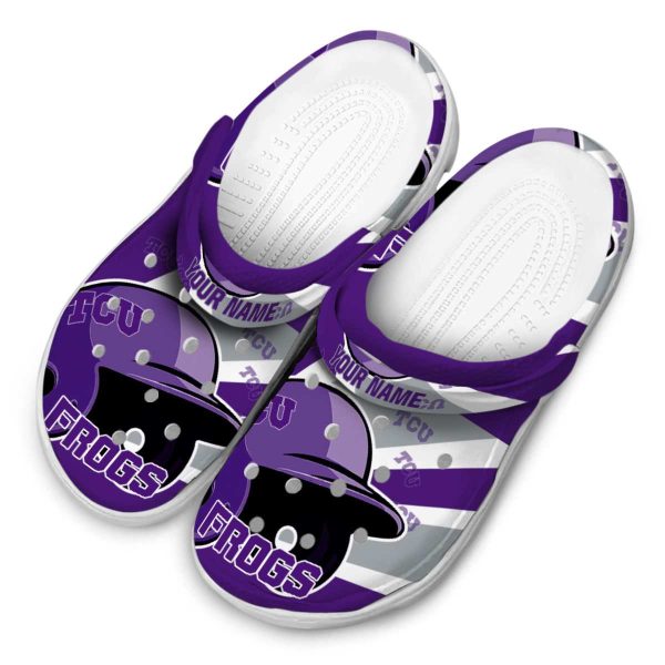 Custom TCU Horned Frogs Baseball Helmet Crocs Trendy