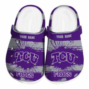 Custom TCU Horned Frogs Paint Splatter Graphics Crocs Best selling