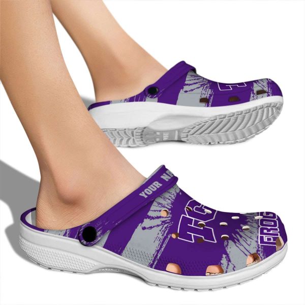 Custom TCU Horned Frogs Paint Splatter Graphics Crocs High quality