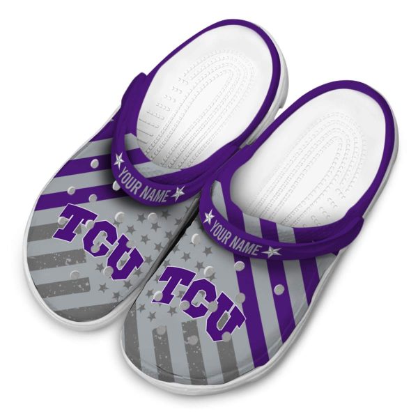 Custom TCU Horned Frogs Star Spangled Graphic Crocs Trendy