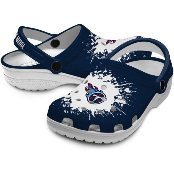 Custom Tennessee Titans Splatter Background Crocs Latest Model