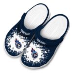 Custom Tennessee Titans Splatter Background Crocs Best selling