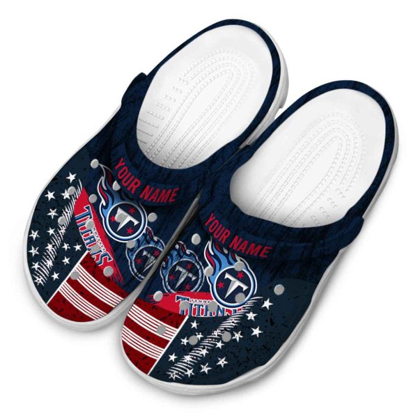 Custom Tennessee Titans Star Spangled Side Pattern Crocs Trendy