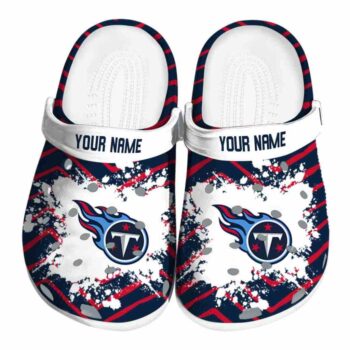 Custom Tennessee Titans Zigzag Paint Burst Crocs Best selling
