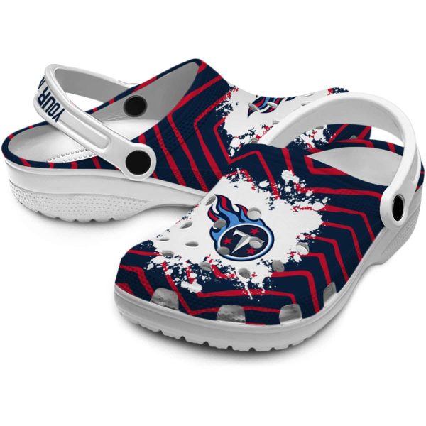 Custom Tennessee Titans Zigzag Paint Burst Crocs Latest Model
