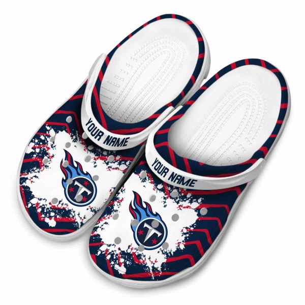 Custom Tennessee Titans Zigzag Paint Burst Crocs Trendy