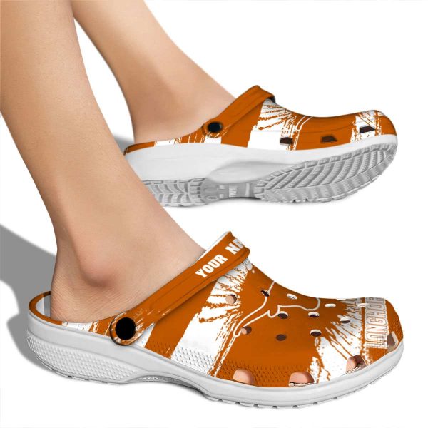 Custom Texas Longhorns Paint Splatter Graphics Crocs High quality
