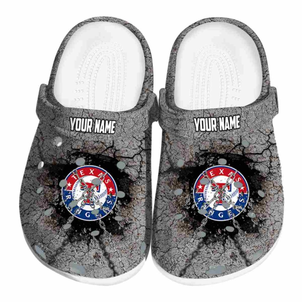 Custom Texas Rangers Cracked Ground Texture Clog - VivaCrocs