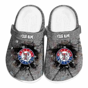 Custom Texas Rangers Cracked Ground Texture Crocs Best selling