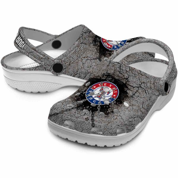 Custom Texas Rangers Cracked Ground Texture Crocs Latest Model