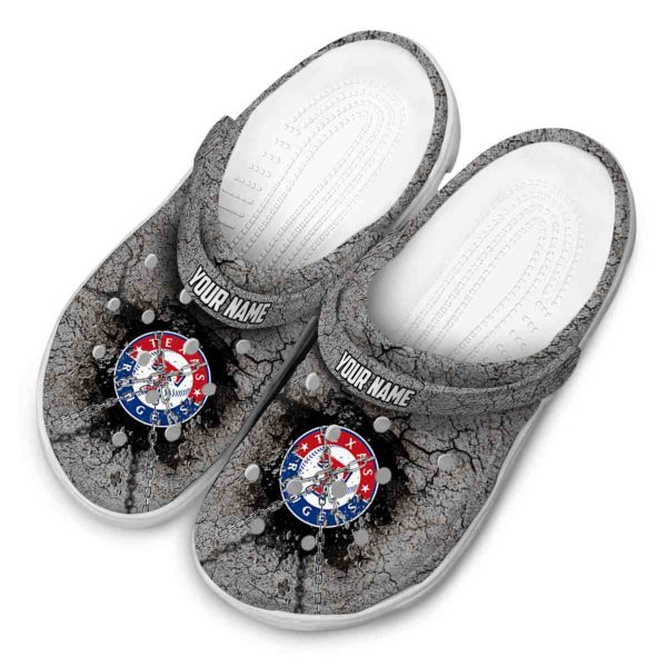 Custom Texas Rangers Cracked Ground Texture Crocs Trendy
