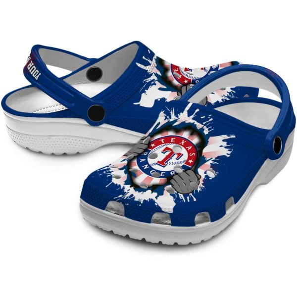 Custom Texas Rangers Gripping Hand Crocs Latest Model