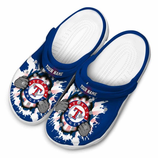 Custom Texas Rangers Gripping Hand Crocs Trendy