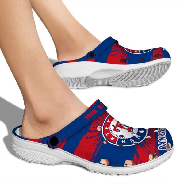 Custom Texas Rangers Paint Splatter Graphics Crocs High quality