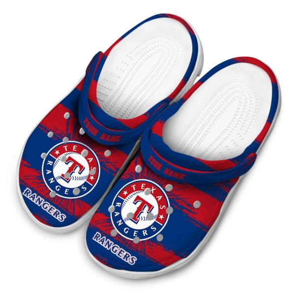 Custom Texas Rangers Paint Splatter Graphics Crocs Trendy