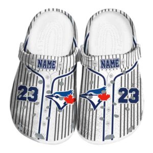 Custom Toronto Blue Jays Pinstripe Pattern Crocs Best selling