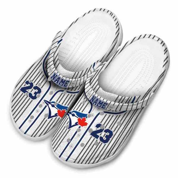 Custom Toronto Blue Jays Pinstripe Pattern Crocs Trendy
