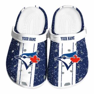 Custom Toronto Blue Jays Vertical Stripes Crocs Best selling