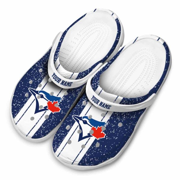 Custom Toronto Blue Jays Vertical Stripes Crocs Trendy