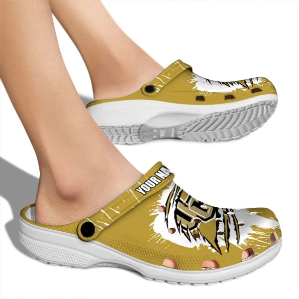 Custom UCF Knights Splash Motif Background Crocs High quality