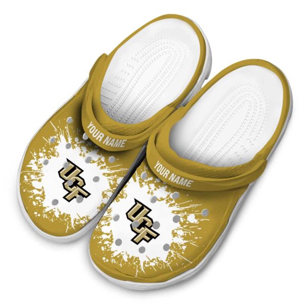 Custom UCF Knights Splatter Background Crocs Trendy