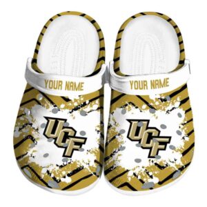 Custom UCF Knights Zigzag Paint Burst Crocs Best selling