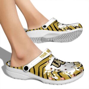 Custom UCF Knights Zigzag Paint Burst Crocs High quality