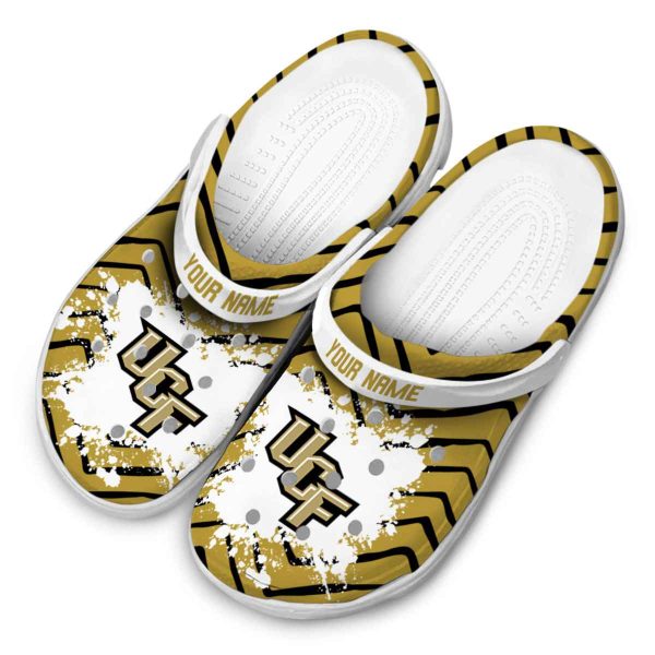 Custom UCF Knights Zigzag Paint Burst Crocs Trendy