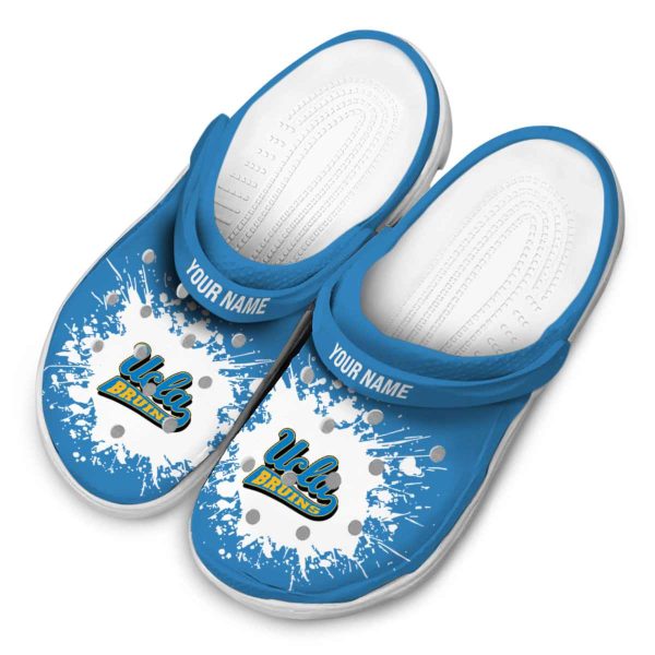 Custom UCLA Bruins Splatter Background Crocs Trendy