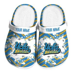 Custom UCLA Bruins Zigzag Paint Burst Crocs Best selling