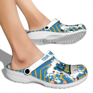 Custom UCLA Bruins Zigzag Paint Burst Crocs High quality