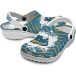 Custom UCLA Bruins Zigzag Paint Burst Crocs Best selling