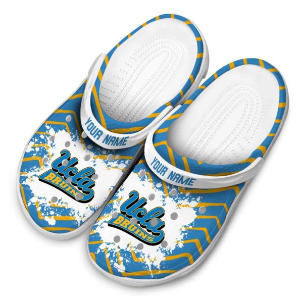 Custom UCLA Bruins Zigzag Paint Burst Crocs Trendy