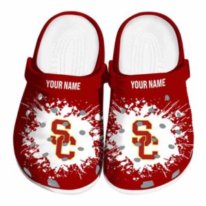 Custom USC Trojans Splatter Background Crocs Best selling