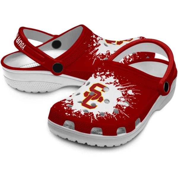 Custom USC Trojans Splatter Background Crocs Latest Model