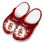 Custom USC Trojans Splatter Background Crocs Best selling