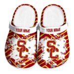 Custom USC Trojans Zigzag Paint Burst Crocs Best selling