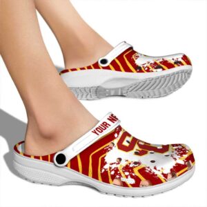 Custom USC Trojans Zigzag Paint Burst Crocs High quality