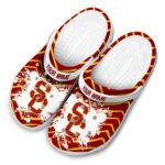 Custom USC Trojans Zigzag Paint Burst Crocs Best selling