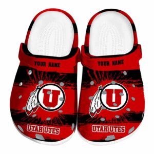 Custom Utah Utes Paint Splatter Graphics Crocs Best selling
