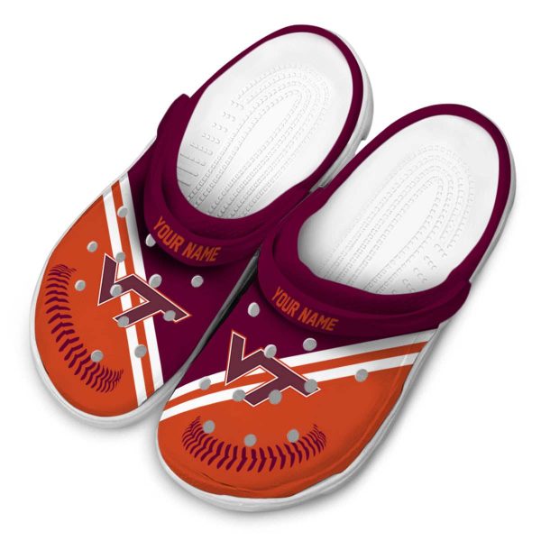 Custom Virginia Tech Hokies Baseball Motif Crocs Trendy