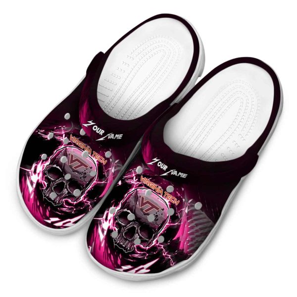 Custom Virginia Tech Hokies Gothic Skull Crocs Trendy