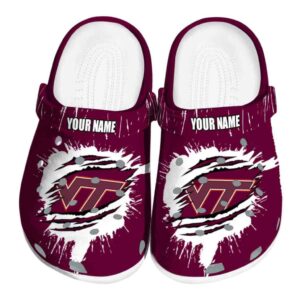 Custom Virginia Tech Hokies Splash Motif Background Crocs Best selling